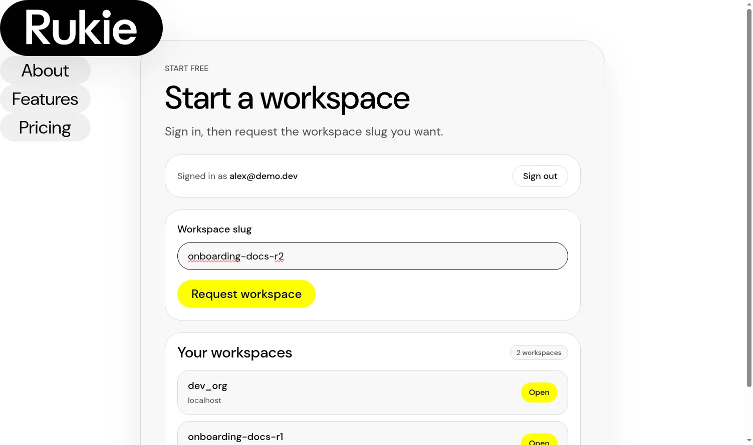 Workspace request form